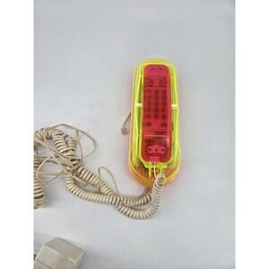 Vintage 1980s Neon Rhonda Phone Cicena Pink Yellow Light Up Land Line Corded